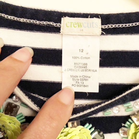 Crewcuts by J. Crew Stripe Top w/Jeweled Neckline size 12 - Picture 7 of 7